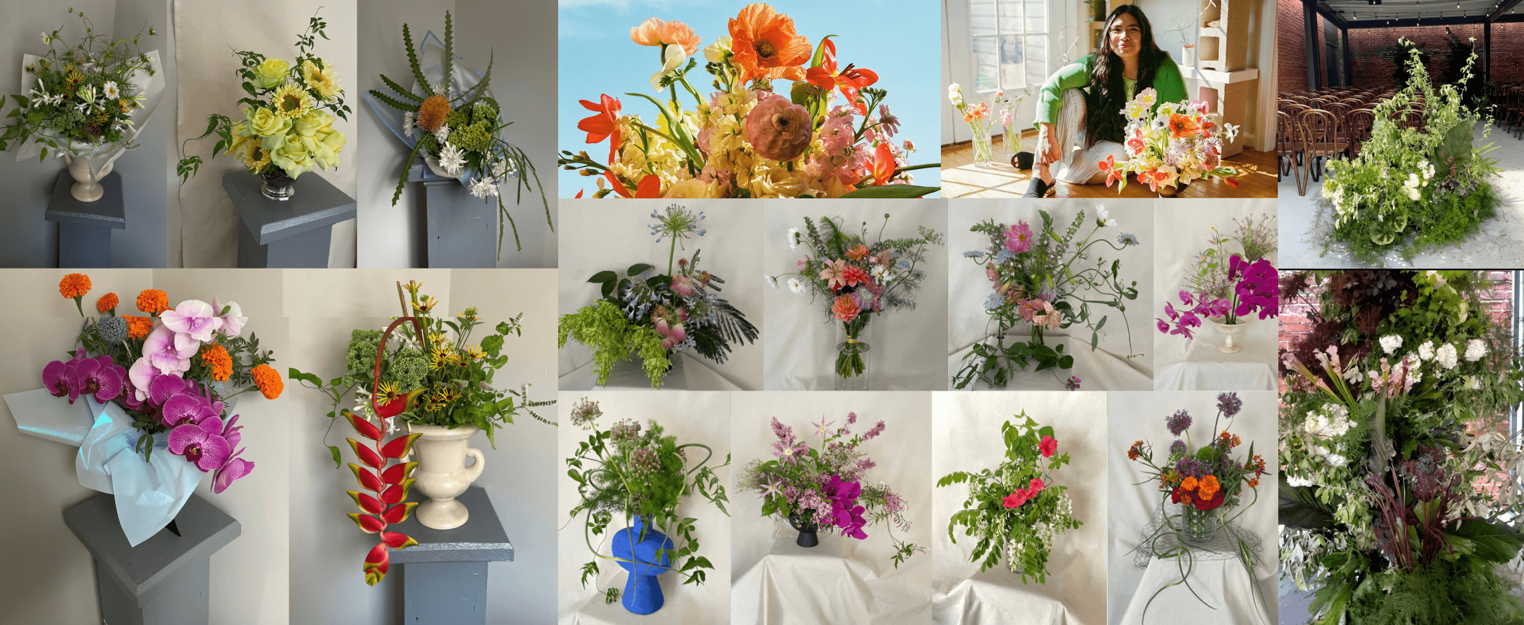 collage of past floral arrangements