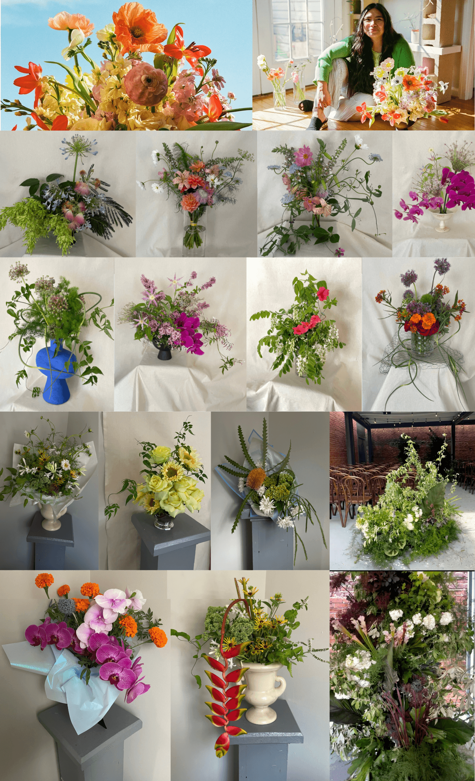 collage of past floral arrangements